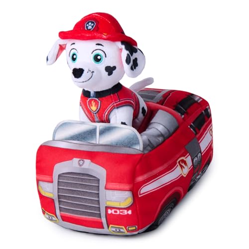 PAW Patrol Véhicule peluche Marcus 2 en 1 animal en peluche de 15 2 cm avec camion de pompiers en peluche de 20 3 cm jouets pour garçons et filles à partir de - vue 7