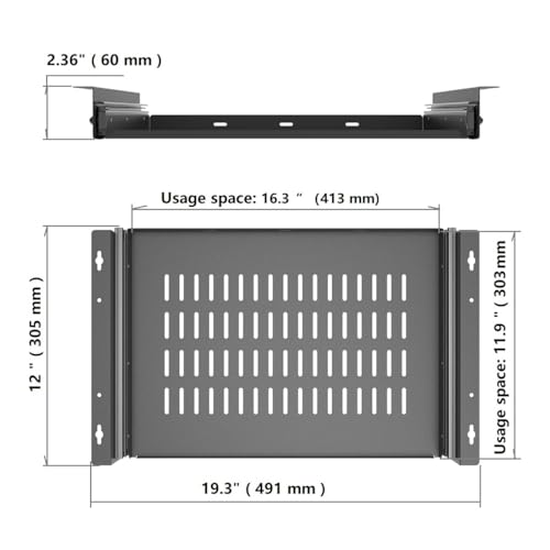 JINGCHENGMEI Laptop-Halterung unter dem Schreibtisch, mit Lüftungsschlitzen, B 41,4 x T 30,5 cm, Metallablage unter dem Schreibtisch, ausziehbare Ablage für Laptop (40,6 cm breit)