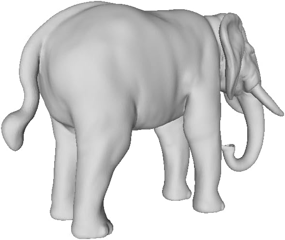 Printle Animal Elephant T-Elephant Facing Forward, with Tusks Curving Outwards and Downwards, and its Trunk Curved Downwards Figure for Dioramas and Model Train Sets Choose Your Scale