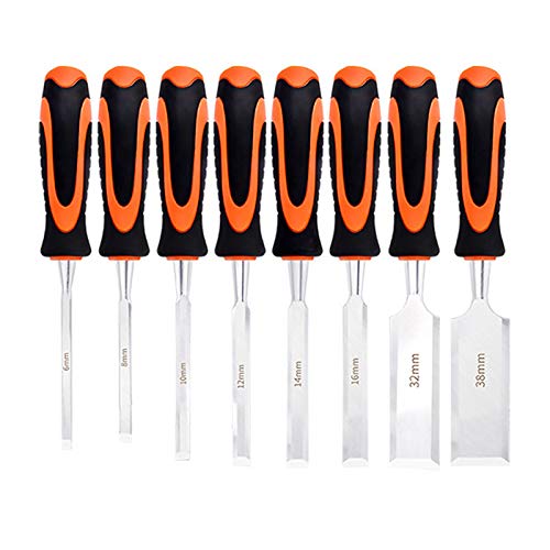 8PCS Professional Wood Chisel Tool SetsSturdy Chrome Vanadium Steel Chisel Woodworking Tools for Woodworking Carving,
