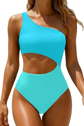 Image of Women's One Piece Swimsuit- One Shoulder Bathing Suit Cutout Tummy Control Swimwear