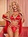Avidlove Red Lingerie for Women Naughty Lingerie Choker Bra and Panty Set Small
