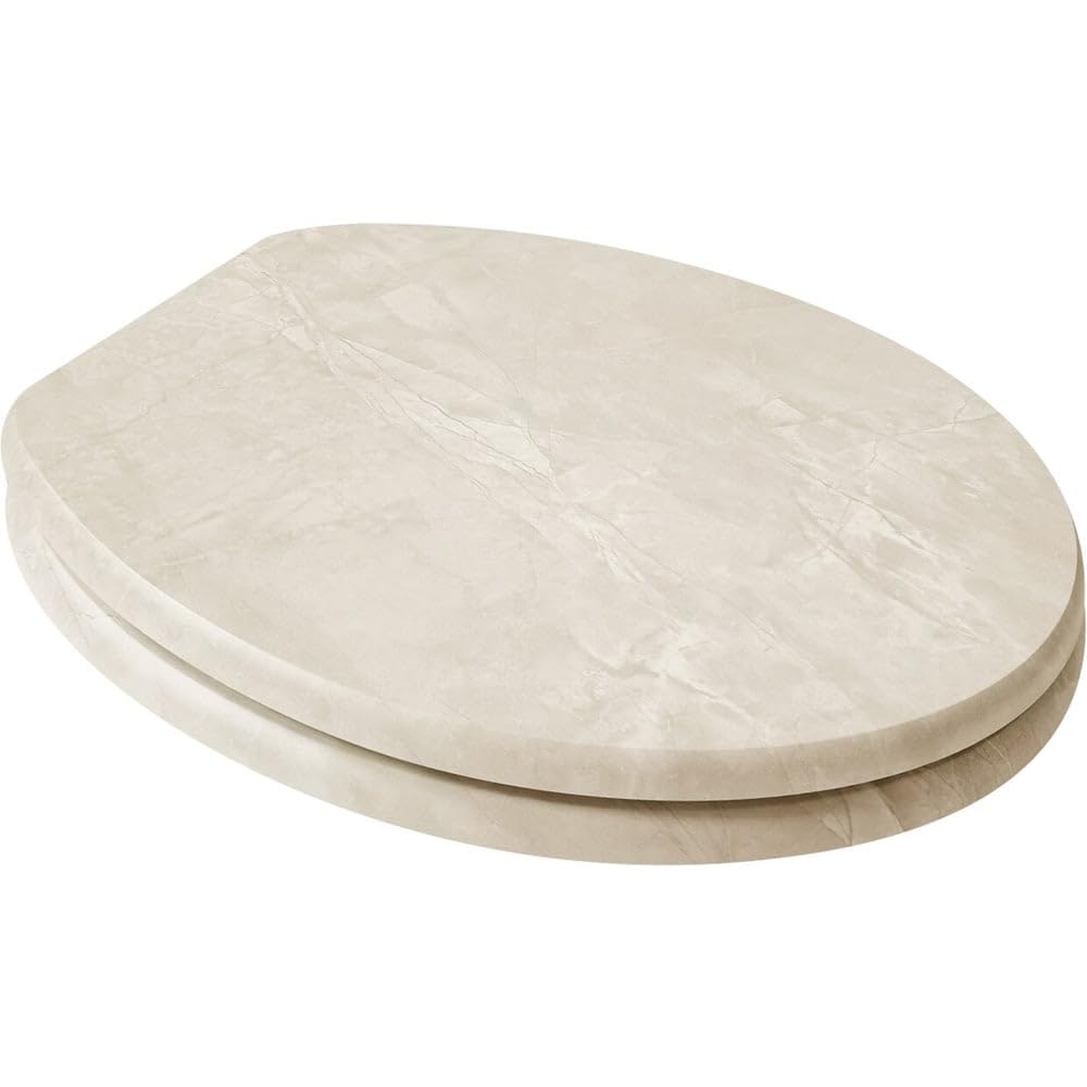 wilko Silver Shadow Toilet Seat, Natural, Marble Pattern, 37.6 x 46.5cm, MDF, Easy to Install, Durable Design