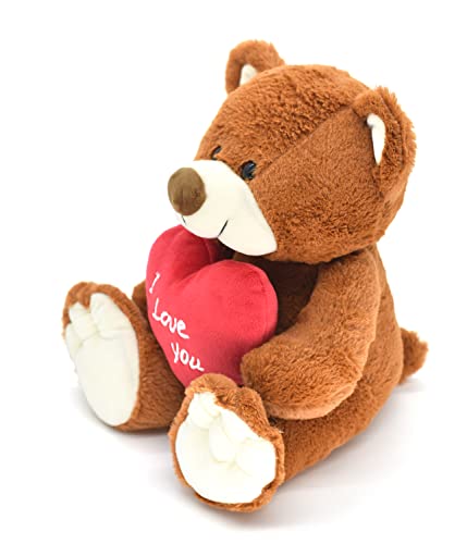I Love You! 10'' Teddy Bear With Red Heart, Soft Plush Bear Doll Stuffed Animal Toys Valentines Day Decor Gifts For Her/Girlfriend Lover Mom Kids (Brown) #TOP3