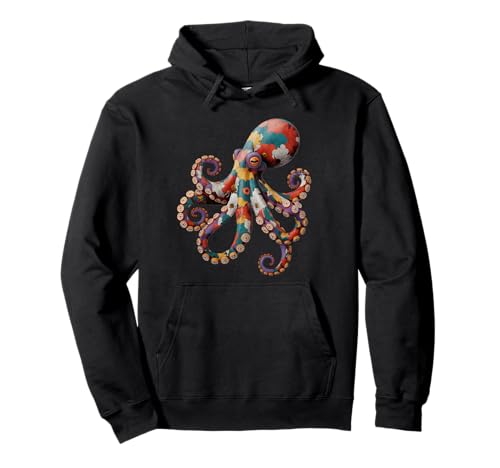 Pulpo Flores Flores Calamar Kraken Buceo Vintage Sudadera con Capucha