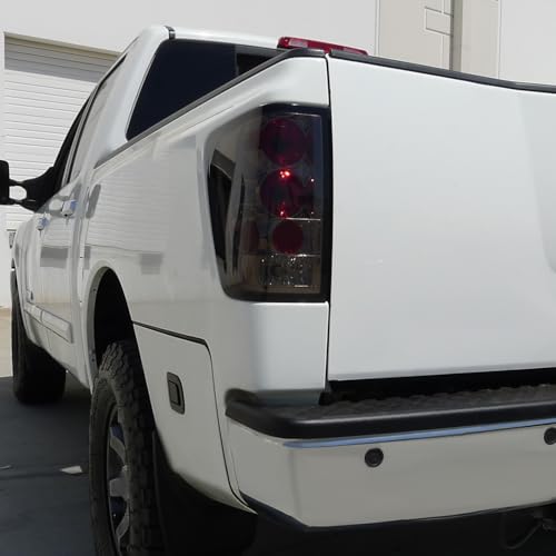 Spec-D Tuning Smoke Lens Tail Lights Compatible with 2004-2015 Nissan Titan without Utility Bed, Left + Right Pair Assembly