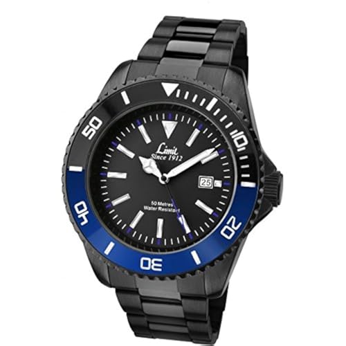 Limit 5519.01 Men's Quartz Watch with Black Dial Analogue Display and Black Steel Bracelet