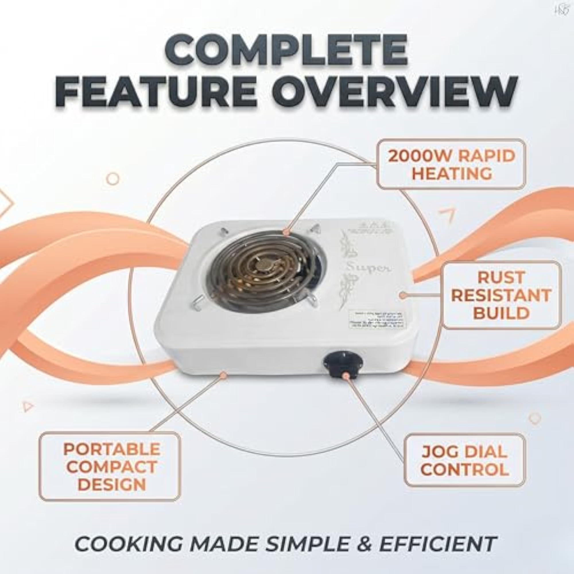 2000W Portable Single Burner Hot Plate with Adjustable Temperature Control