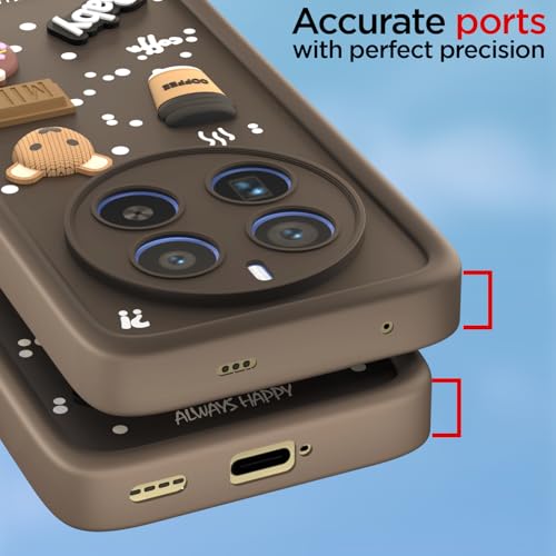 Image of Pikkme Back Cover for Realme 12 Pro 5G / Realme 12 Pro Plus 5G | Cute Fun Cartoon 3D Bear Silicone Full Body Protection Bumper Cover (Brown)