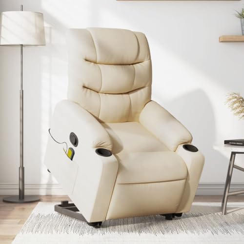 Vetnasa Silla de Masaje reclinable de pie de Tela Color Crema Mobiliario, Sillas, Sillones Crema 27,1 KG