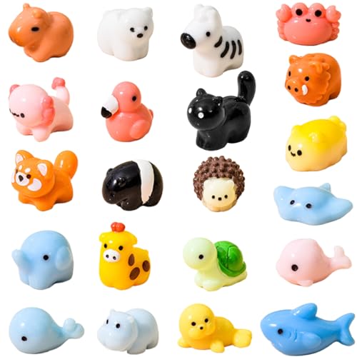22 minifiguras de animais de resina, mini-animais, pequenas figuras em miniatura, pequenos animais. Ornamentos para jardins paisagísticos em miniatura, bons, aquários e aquários