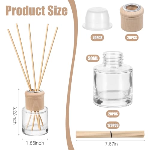 Set 20 botellas difusoras de caña 50ml vidrio y madera miniatura 2