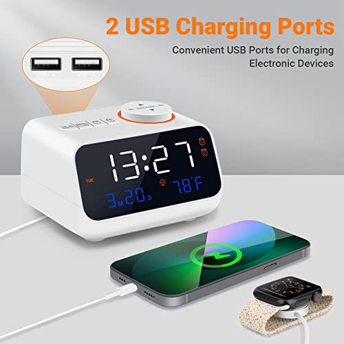 Rechargeable Small Battery Operated Digital Alarm Clock With Radio And Usb Charging Ports, Led Digital Alarm Clock For Bedrooms, Bedside, Office Desk, Travel, Etc(White) #TOP4