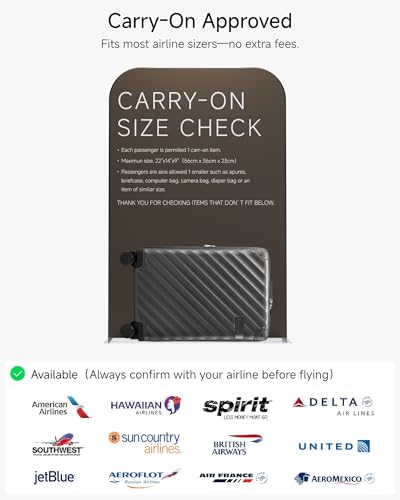 Image of LUGGEX Carry On Luggage for Airplanes, KVC Polycarbonate Hard Shell Suitcase for Travelling, Pink, Carry-On 20-Inch, Lightweight