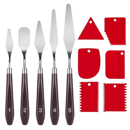 YSDYY 11 Pezzi di Raschiatori di Pallet, Colori di Pittura Ad Olio, Graffi di Pittore d'Arte, Strumento Artistico Multifunzionale.