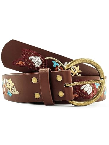 Beautiful Nomad Belts for Women Western Fashion Boho Embroidery PU Leather Belt for Jeans Dress3