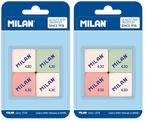 Goma de borrar milan 430 blister, 4 Unidades (Paquete de 2)