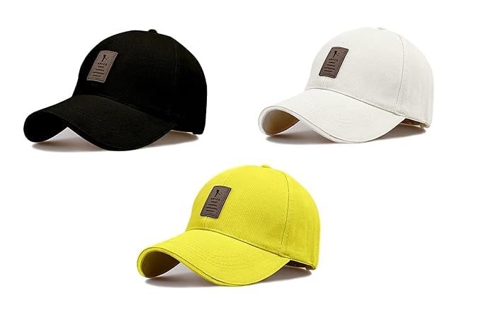 Image of rytoria Combo 3 Pcs Cap for Men and Women Unisex Cotton Caps Adjustable Strap Free Size Summer Sports Cricket Gym Dance