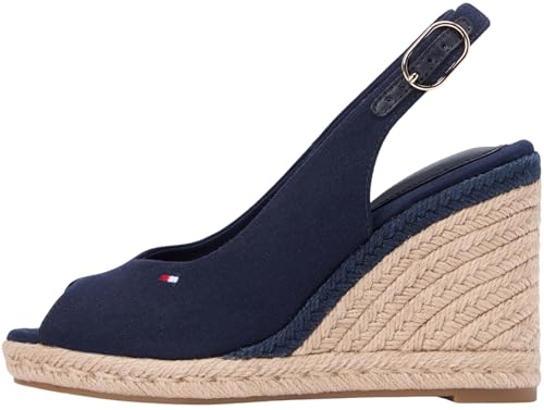 Tommy Hilfiger Flag High Wedge Espad Slingback Fw0fw09343, Alpargatas de cuña Mujer, Blue (Space Blue), 39 EU