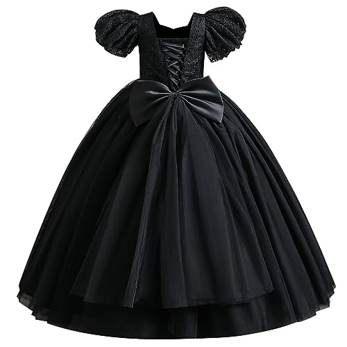 IDOPIP Flower Girl Sequin Lace-up Bow Dress for Kid Wedding Bridesmaid Pageant Party Formal Long Gown Communion Tulle Dresses