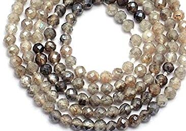 Pierre de lune grise AAA+ sans défaut : fil de perles rondelles facettées 2mm pour enfilage facile