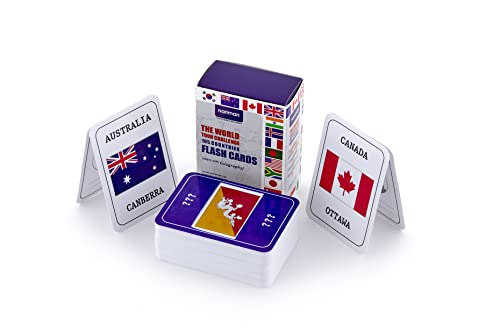 Nariman The World Tour 105 Countries Flash Cards|Learn With Geography|Early Learning Toys, Learn Country Name|Flags|Capitals |Locations|Jumble Word Game |Write On-Wipe Off #TOP2