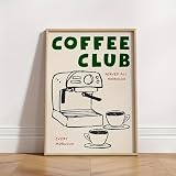 Baibexing 1 Stück Vintage-Leinwandbild „Coffee Club“, 