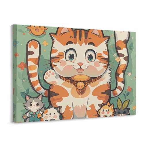 Décoration murale de Noël chat de dessin animé : idée cadeau 40 x 30 cm
