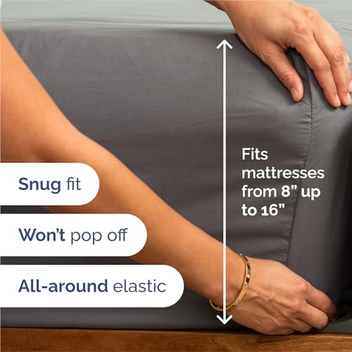 Image of Split King 7 Piece Bed Sheet Set - Comfy, Breathable & Cooling - Dark Grey | Ultra-Soft Hotel Luxury Bedding Set w / 8-16 Inch Deep Pockets, 1 Flat & 2 Fitted Sheet & 4 Pillowcases, Wrinkle & Fade Free