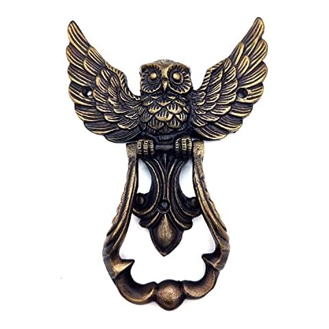 Metal Antique Finish Owl Front Door Handle Heavy Duty Shape Knockers for Garden Wooden House Farmhouse, Home Décor Accessories Cover