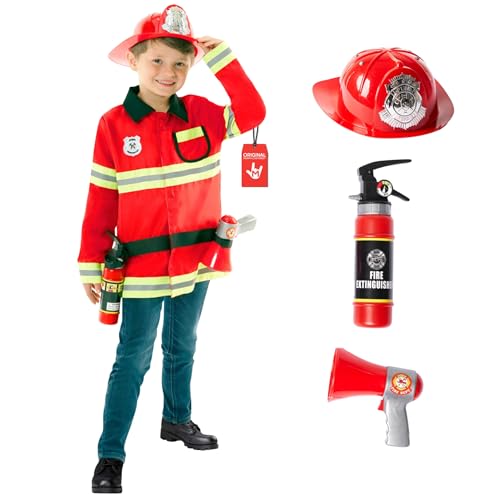 Morph Disfraz Bombero Niño y Niña, Accesorios Juguete, Trajes de Bomberos para Carnaval y Halloween, 7-9 años