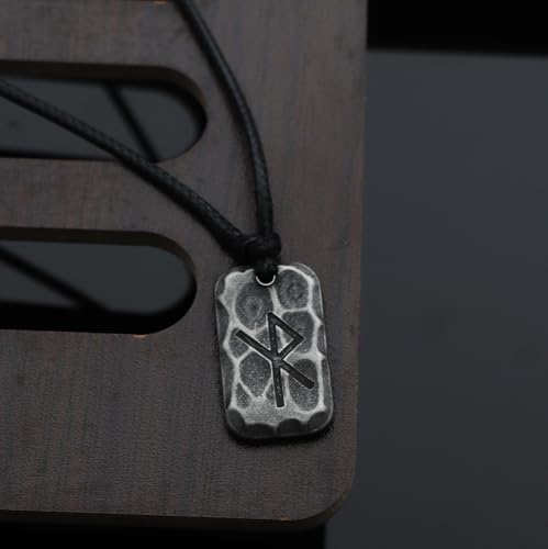 Image of Ankiyabe Stainless Steel Norse Viking Rune Pendant with Adjustable Braided Rope Good Luck /Love /Strenght /Health Viking Symbol Necklace for Men Women