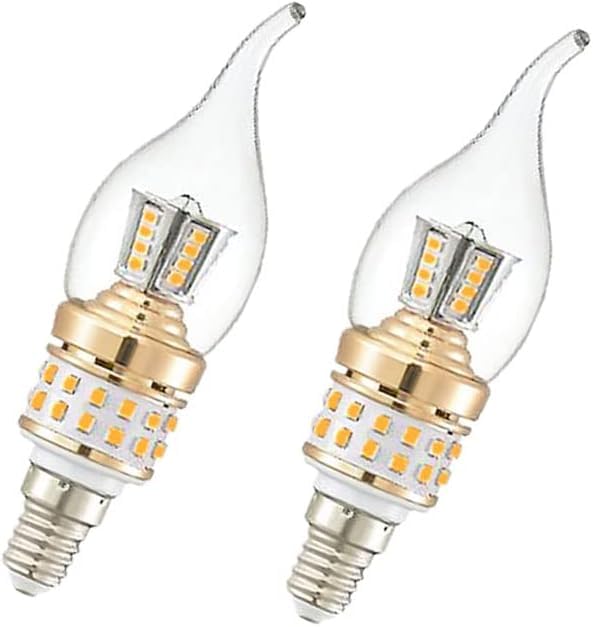 Lot De 2 Ampoules LED E14 À Petite Vis 8 W, Lumière Chaude 3000 K, 800 LM, Non Dimmable, Ampoule De Lustre Moderne De Luxe en Forme De Flamme, Petite Lampe À Vis Edison S,