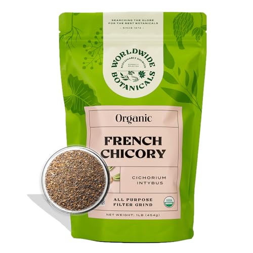 Worldwide Botanicals Organic French Chicory Root, 1 Pound - Brew Like Coffee, Blend Roasted Chicory...