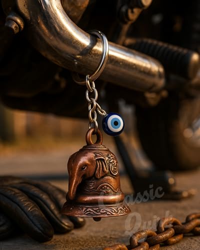 Image of Evil Eye Hooked Guardian Bell Keychain - Protective Lucky Charm Bell with Clip Hook for Bike, Car, Key & Bag | Spiritual Good Luck Talisman Gift