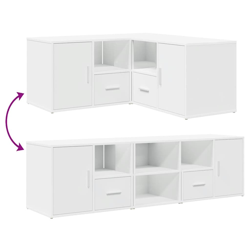 vidaXL Mobile Angolare Bianco 160x40x45 cm in Truciolato, mobiletto ad Angolo, Mobile, scaffale ad Angolo, ripiano ad Angolo, vetrina