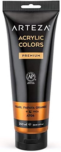 ARTEZA Metallic Acrylic Paint, Pearl Golden Hour A213, 120 ml Pouch, Highly Pigmented & Fade-Resistant, Non-Toxic, Art Supplies for Artists & Hobby Painters