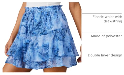 Image of Aoudery Flowy Shorts for Women Casual Boho Floral Skorts Ruffle Mini Skirts Running Tennis Butterfly Chiffon Shorts