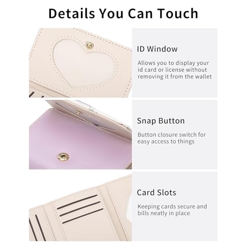 Image of GAEKEAO Small Wallet Women Vegan Leather Girls Cute Wallets Ladies Mini Trifold Card Holder Floral Pattern with ID Window Purse