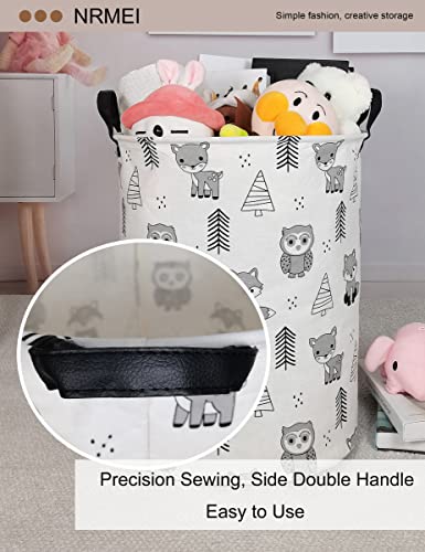 Nrmei Round Storage Basket Laundry Foldable Waterproof Coating Nursery Hamper For Living Room Bedroom And Clothes Toys(Round Pine Animal), 19.7 In H X 15.7 D Inches, Inches #TOP4