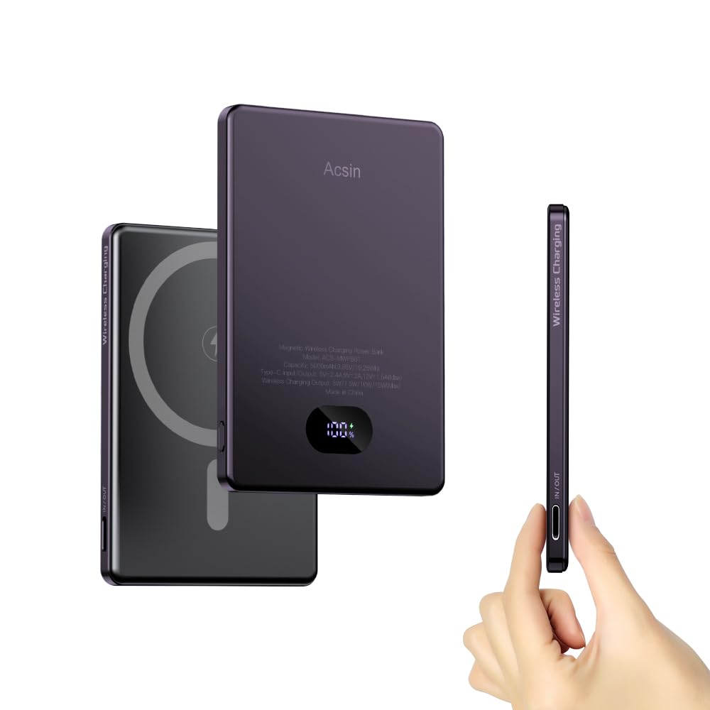 Amazon.com: Acsin Magnetic Portable Charger Ultra Slim 5000mAh for