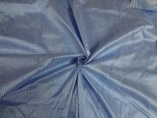 Tissu dupioni à carreaux bleu infroissable pour tailleur femme