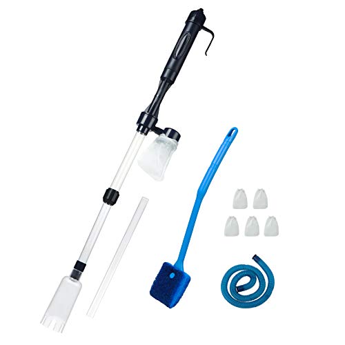 Nettoyeur de gravier électrique pour aquarium avec batterie - Filtre à eau - Pompe à siphon pour aquarium avec 5 sacs filtrants