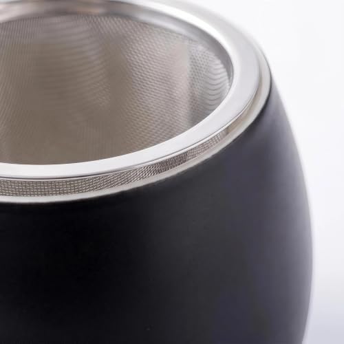 Image of Yundu 12 OZ Matte Black Ceramics Teacup with Infuser and Lid, Mug with Lid for Steeping - Stainless Steel Infuser for Loose Leaf Tea, Home Office Gift for Tea Lovers