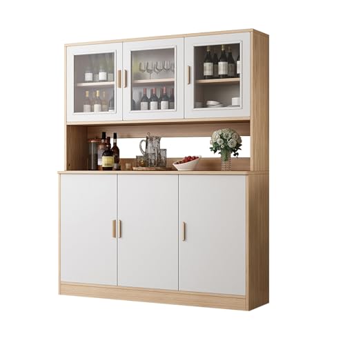Kitchen Appliance Storage，Coffee Station Cabinet，Modern Simple Cabinets, integrated design, partitioned storage, suitable for living rooms, kitchens and other scenes(Beige,120*34*182cm/47.2in*13.4in*7