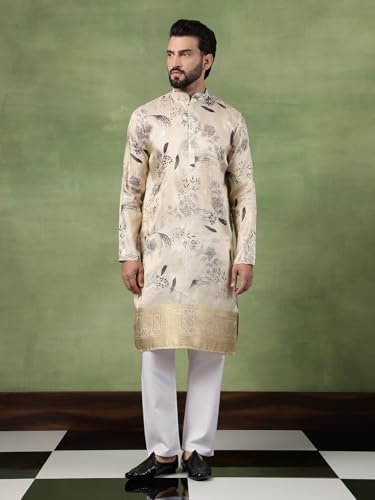 Image of SOJANYA (Since 1958 Men's Silk Banarasi Design Long Kurta