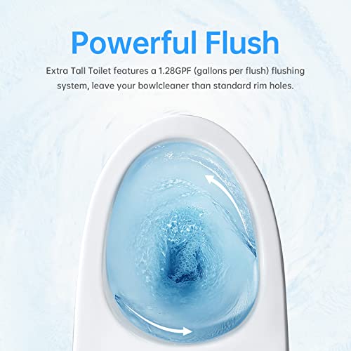 Simple Project 21 Inch High Toilet Elongated With Comfort Chair Seat, 1.28 Gpf Powerful Single Flush Extra Tall Toilet thumb #4