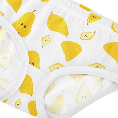 Yellow Pears White Panties Little Girl Toddler Girls Underwear Cotton Durable Underpants Briefs 2t4