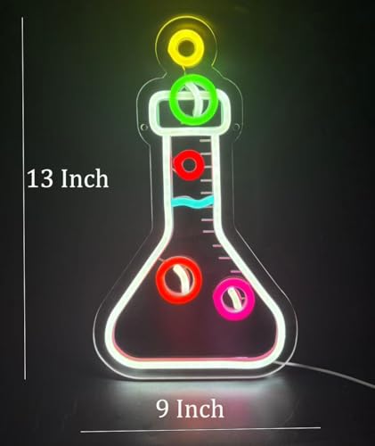 Image of XUENEYSILED Chemical Flask Neon Sign for Classroom Lab Decor Science Beaker Neon Light Chemistry Scientist Light Sign for Led Wall Art Gift