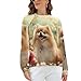 Pomeranian Dog Butterfly Women Long Sleeve Sweatshirts Round Neck Pullover Sweaters Casual Blouse Tops